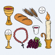 圣教手绘传统的第一次圣餐宗教元素