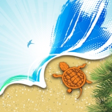 夏天沙滩海龟背景