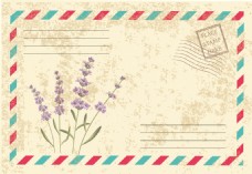 复古手绘花卉明信片