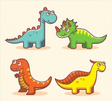 4款卡通大眼珠恐龙矢量图