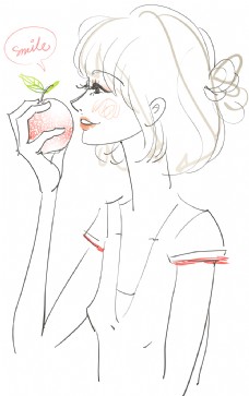 矢量美女吃苹果素材