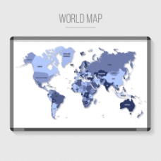 @世界扁平风格世界地图平面设计素材