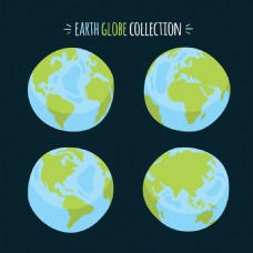 四个不同的手绘地球仪图案素材