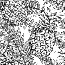卡通菠萝菠萝叶子无缝背景图片