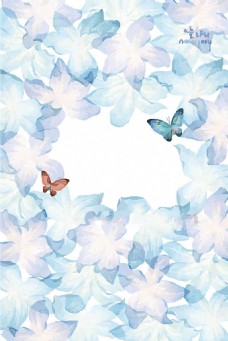 花朵水彩蝴蝶清新简约海报背景创意设计