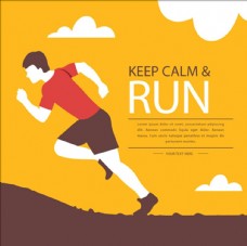 运动卡通平面卡通跑步运动员海报