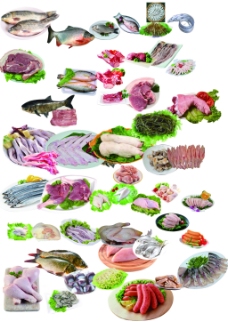 水产品超市水产肉品生鲜分层抠图商品