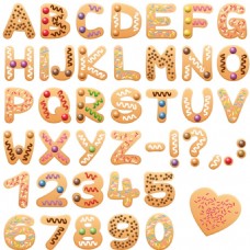 曲奇饼干字母艺术字体矢量素材
