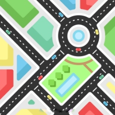 五颜六色的街道地图平面设计模板