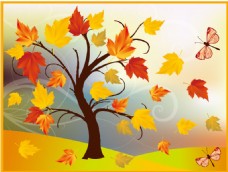 秋季树木设计矢量图素材