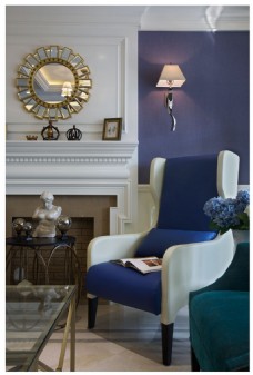美发厅设计美式客厅创意蓝色沙发设计图