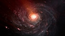 星光震撼大气宇宙银河系红光旋涡扭曲粒子飘浮星系规律高清视频实拍