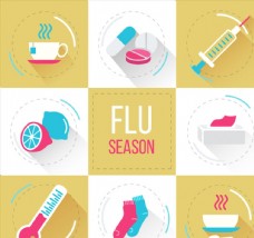 8款流感季节元素图标矢量素材