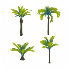 四棵热带棕榈树图形素材
