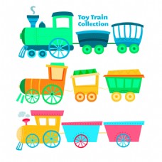 各种手绘风格彩色玩具列车矢量素材