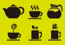 咖啡杯扁平茶饮图标设计