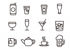 茶杯矢量线性杯子图标