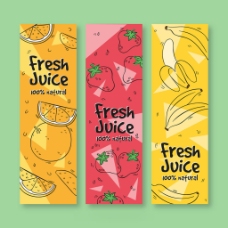 水果广告三个手绘水果图案纹理广告背景矢量素材