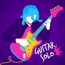 彩色弹吉他的人广告背景素材