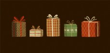 礼物装饰手绘圣诞装饰精美礼物盒素材