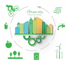 矢量科技未来科技与绿色城市矢量素材下载