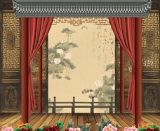 牡丹京剧戏曲背景板