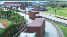 港口码头货车运输公路收费站跨海大桥航拍
