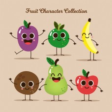 有趣的卡通水果人物表情图标