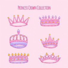 红粉公主可爱手绘风格粉红色公主冠图标