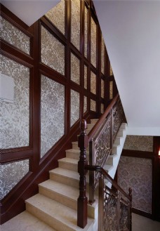 美式古典别墅楼梯装修效果图