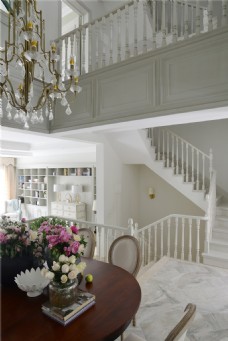 美式白色楼梯设计图