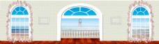 婚礼海洋房屋窗户