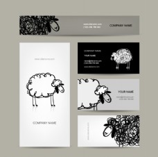 绵羊图案名片与横幅设计矢量素材下载