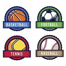 球类运动丝带装饰运动球类标签图标