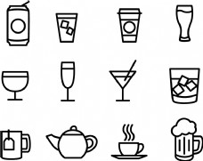 咖啡杯线性饮料图标素材