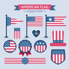手绘扁平风格美国国旗图标矢量素材