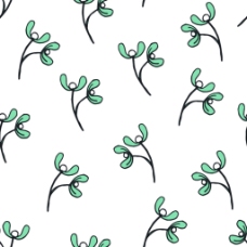 植物底纹绿色植物可爱卡通矢量底纹素材