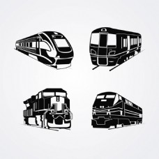 SPA插图四个火车剪影轮廓插图