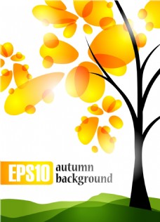 秋天背景秋天的树的创意背景矢量艺术素材