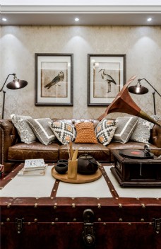 美发厅设计美式复古客厅沙发设计图