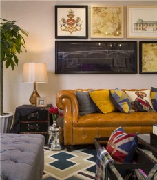 美发厅设计美式室内客厅沙发设计图