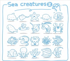 其他生物海洋动物水产矢量图案