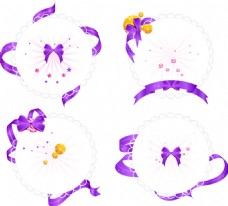 矢量紫色蝴蝶结丝带