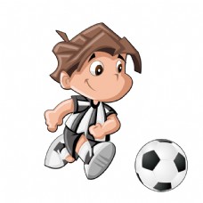 卡通少年踢足球