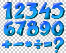 数字符号蓝色的数字数学符号插图