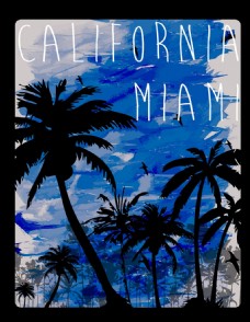 新款上市海报蓝色水彩椰子树图案图片