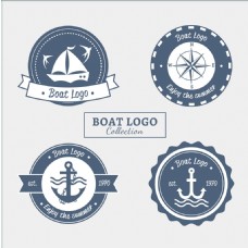 各种航海元素圆形标志logo