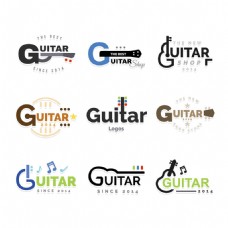 各种风格颜色吉他标志logo