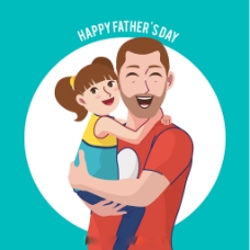 手绘快乐父亲与女儿父亲节背景