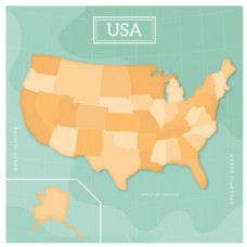 蓝色背景美国地图矢量素材